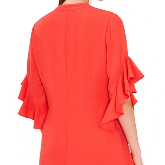 VINCE CAMUTO Womens Ruffle Pintuck Mini Dress in Radient Red - Picture 4 of 5